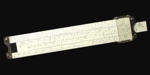 The slide rule once used by Wernher von Braun, who headed the German rocket program in World War II and then the U.S. space program.
